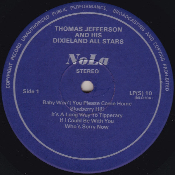 Thomas Jefferson & His Dixieland All Stars - If I Could Be With You Vinyl LP (Used)