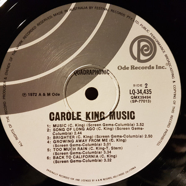 Carole King - Music Quadraphonic Vinyl LP (Used)