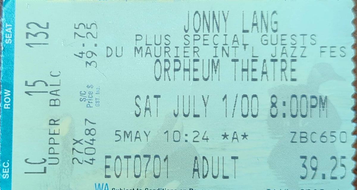 Jonny Lang - 2000 Original Vintage Concert Ticket Seat #132