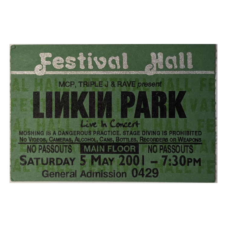Linkin Park - US-To-Europe Tour 2001 Original Vintage Concert Ticket