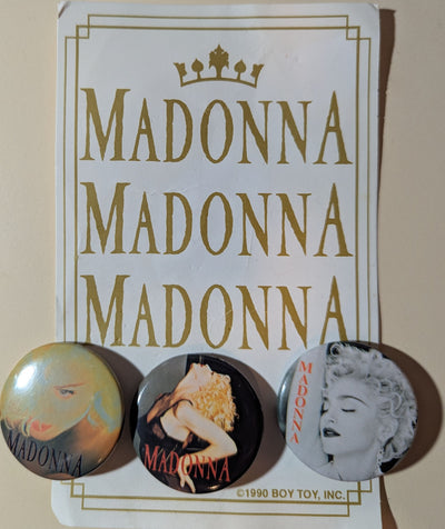 Madonna - Express Yourself!! 1990 Original  Set Of 3 Bad Toy Inc Vintage Badges