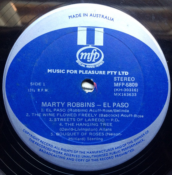Marty Robbins - El Paso Vinyl LP (Used)
