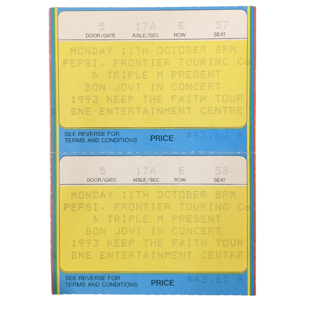 Bon Jovi - Vintage Concert Tickets - Pair
