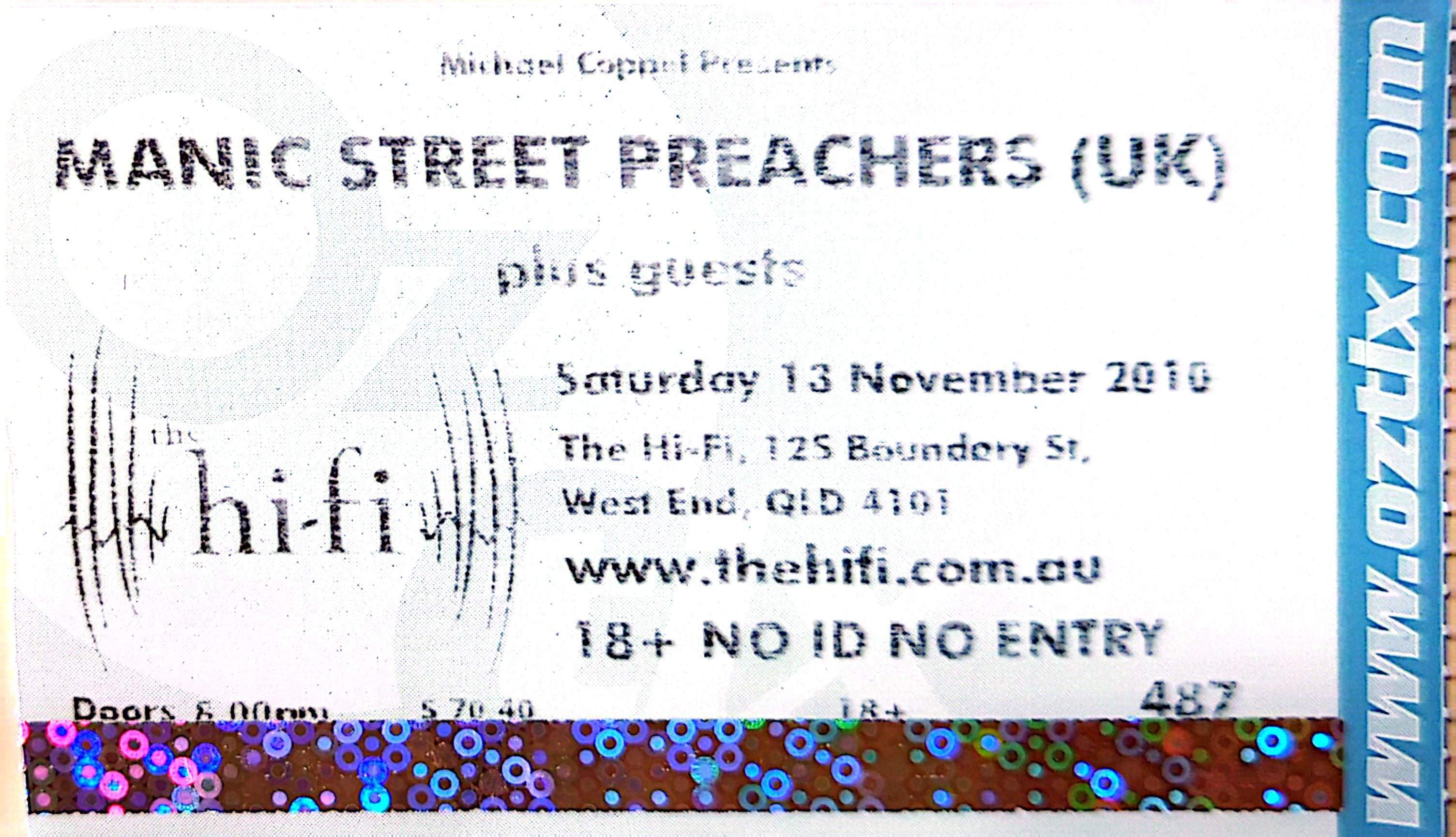 Manic Street Preachers - 2010 Original Vintage Concert Ticket Seat 487
