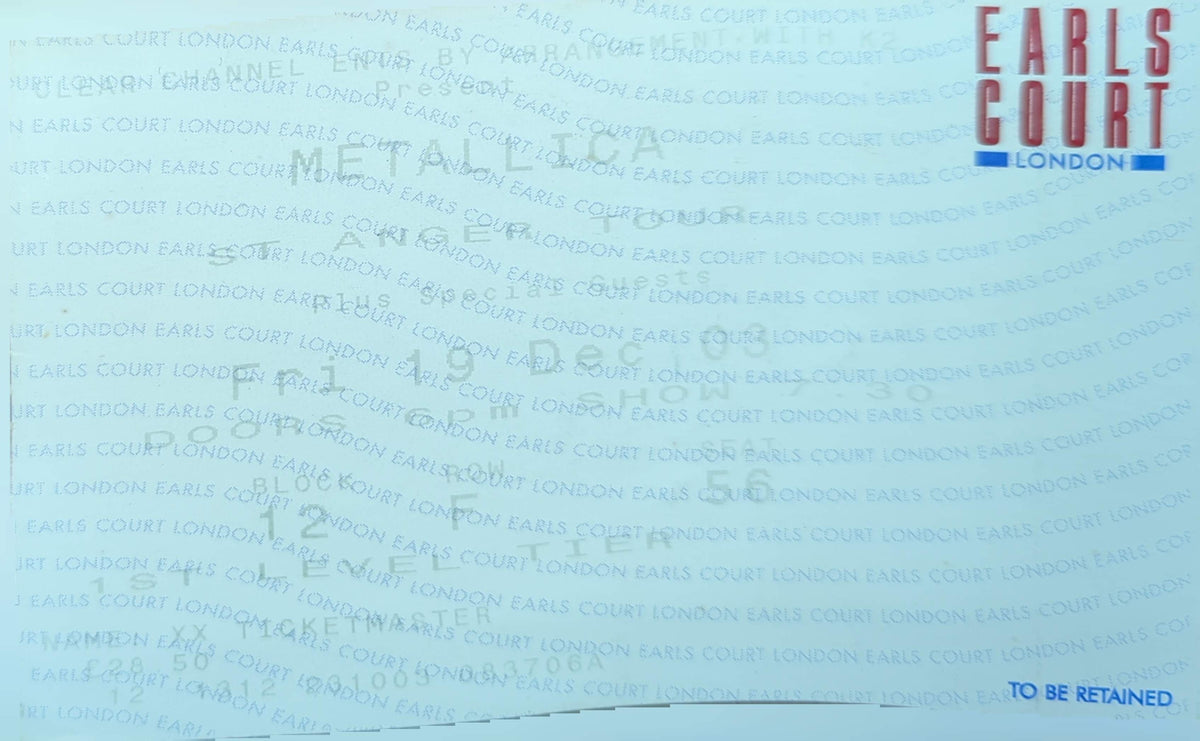 Metallica - 2003 Original Vintage Concert Ticket Seat #12F