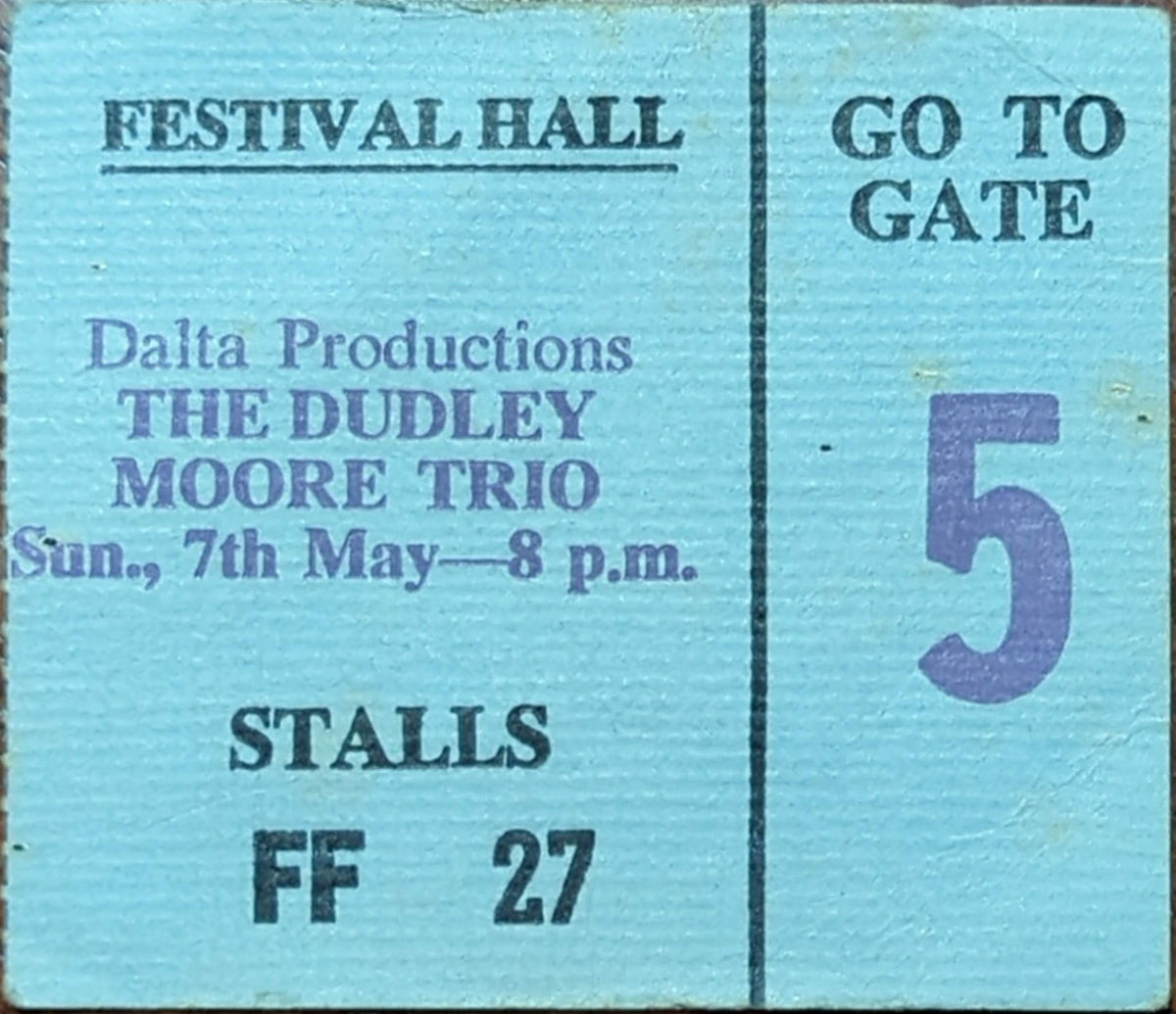 Dudley Moore Trio - 1978 Original Vintage Concert Ticket Seat #FF27