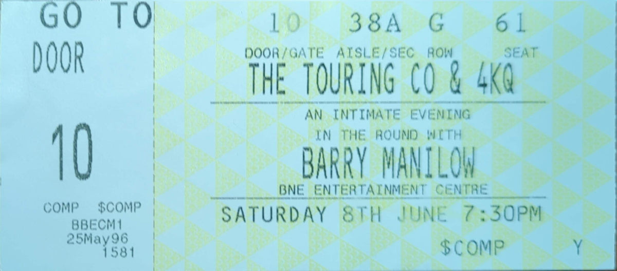 Barry Manilow - 1996 Original Vintage Concert Ticket Seat #G61
