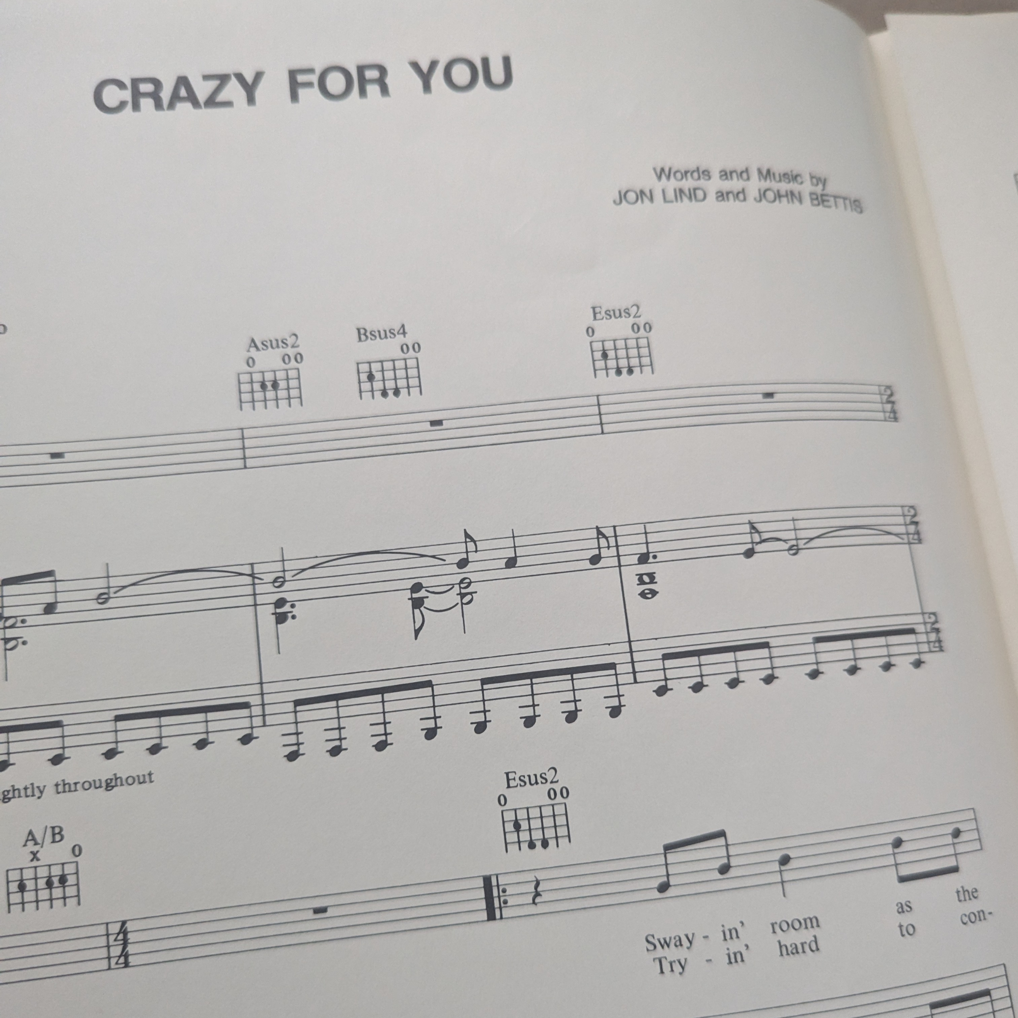 Madonna - Crazy For You Sheet Music
