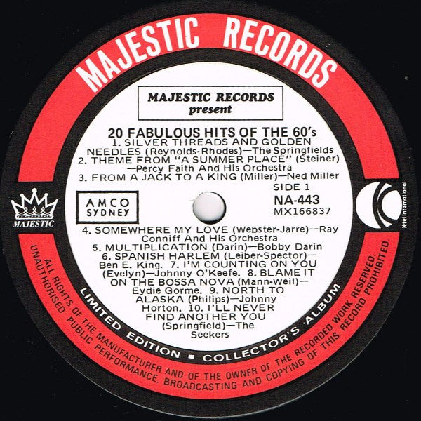 Various Artists - 20 Fabulous Hits Of The 60's Vinyl LP (Used)