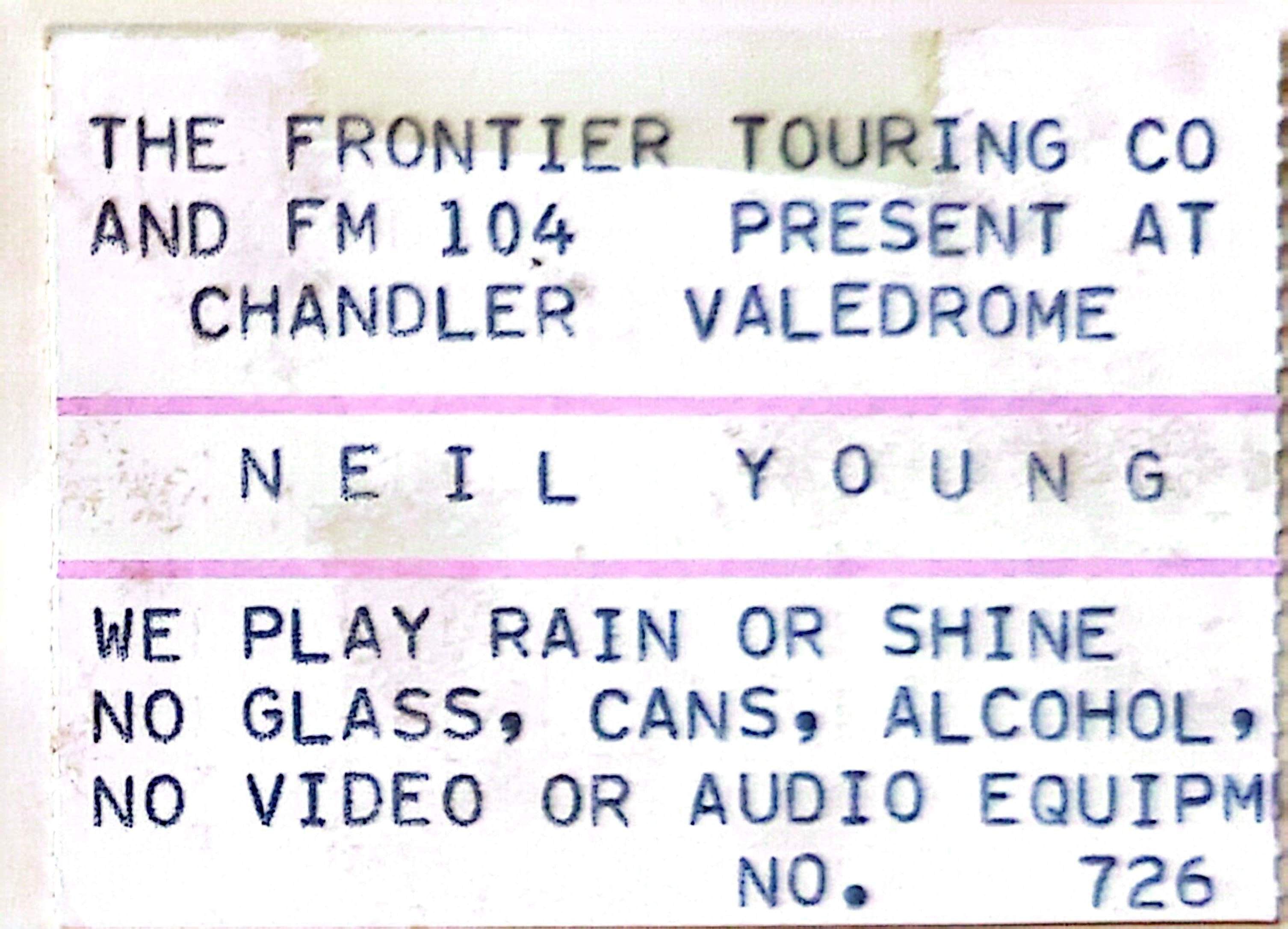 Neil Young - 1987 Original Vintage Concert Ticket Seat 726