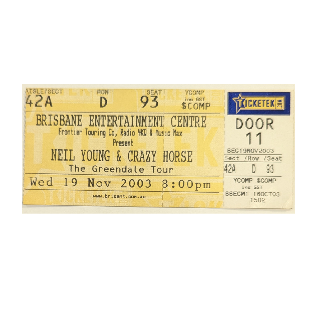 Neil Young & Crazy Horse - Greendale Tour 2003 Original Vintage Concert Ticket