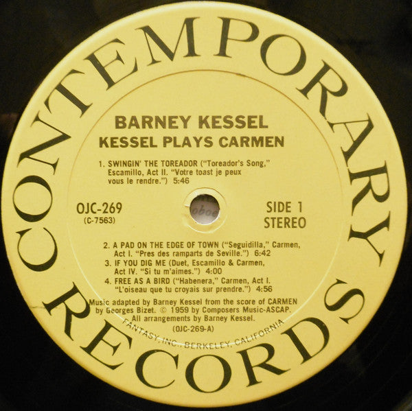 Barney Kessel - Modern Jazz Performances From Bizet's Opera Carmen Reissue Vinyl LP (Used)