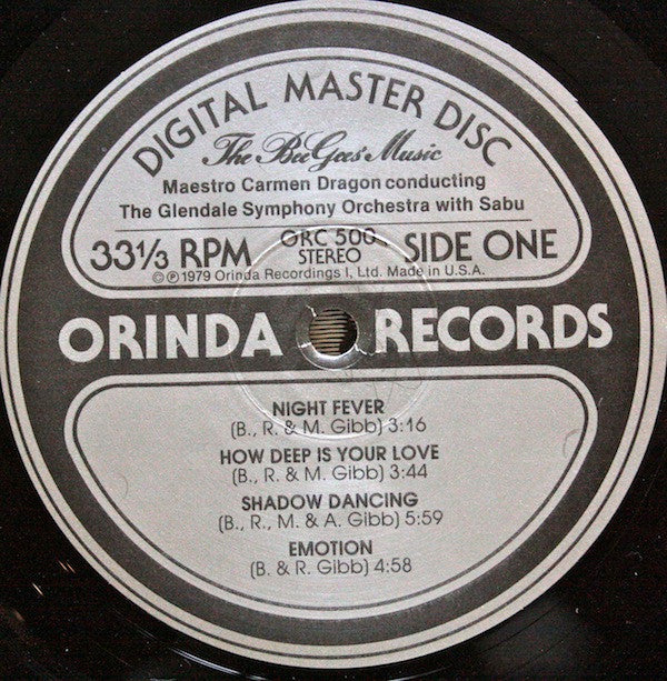 Carmen Dragon & Glendale Symphony Orchestra With Sabu - The Bee Gees' Music Vinyl LP (Used)
