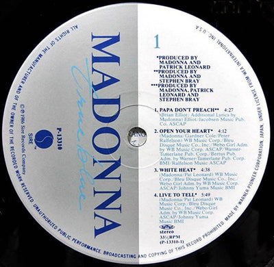 Madonna - True Blue Japanese Pressing Vinyl LP (Used)