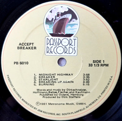 Accept - Breaker Vinyl LP (Used)