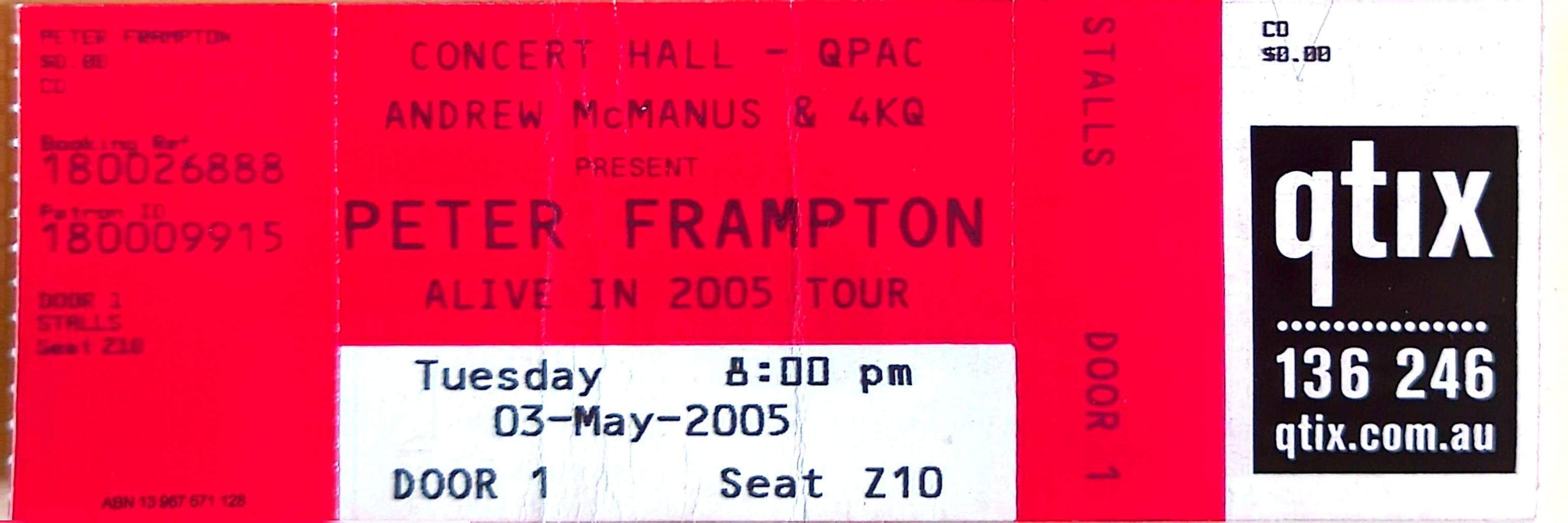 Peter Frampton - 2005 Original Vintage Concert Ticket Z10
