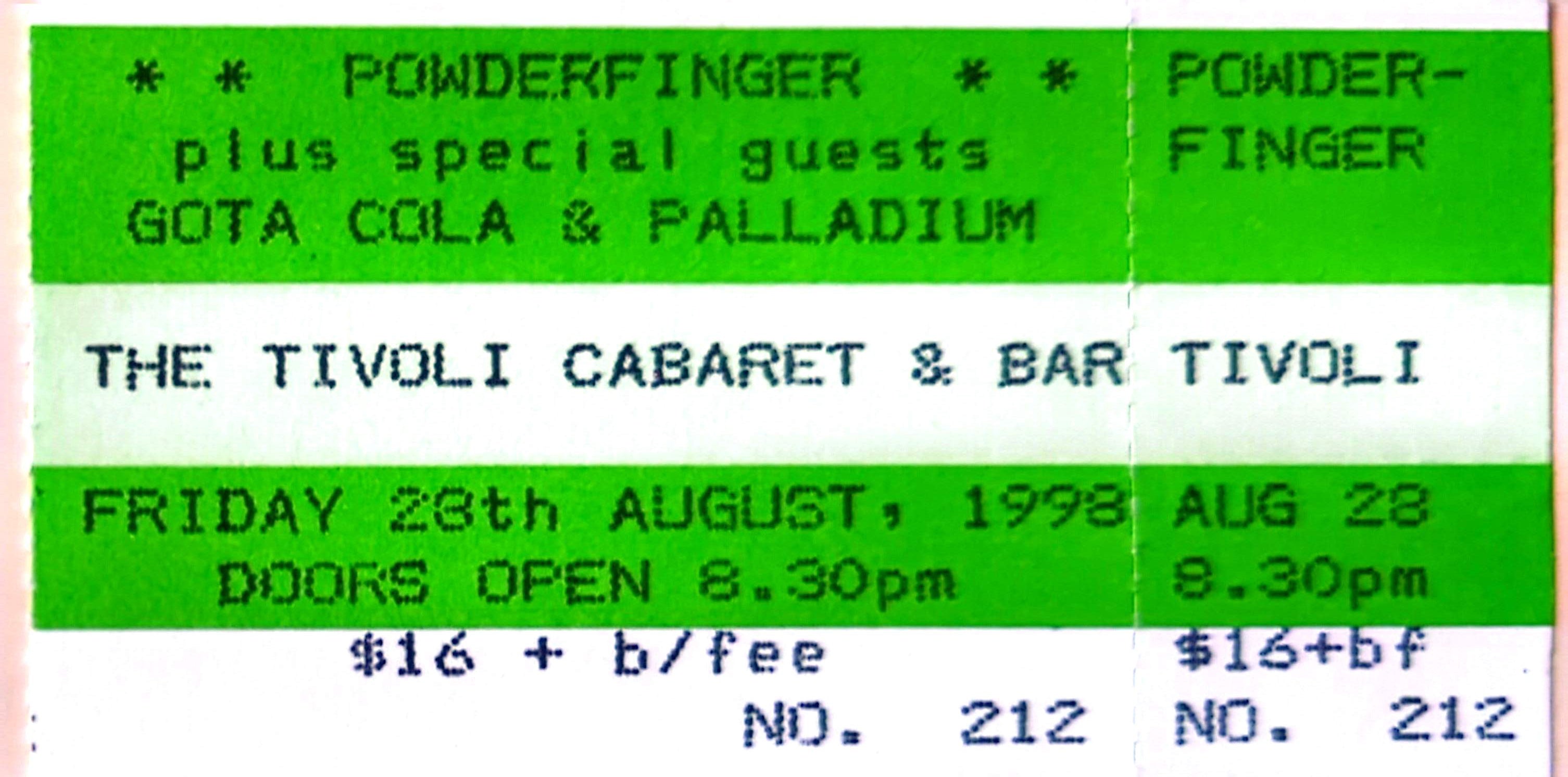 Powderfinger - 1998 Original Vintage Concert Ticket Seat 212