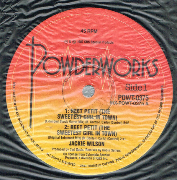 Jackie Wilson - Reet Petit (The Sweetest Girl In Town) 12" Vinyl Single (Used)