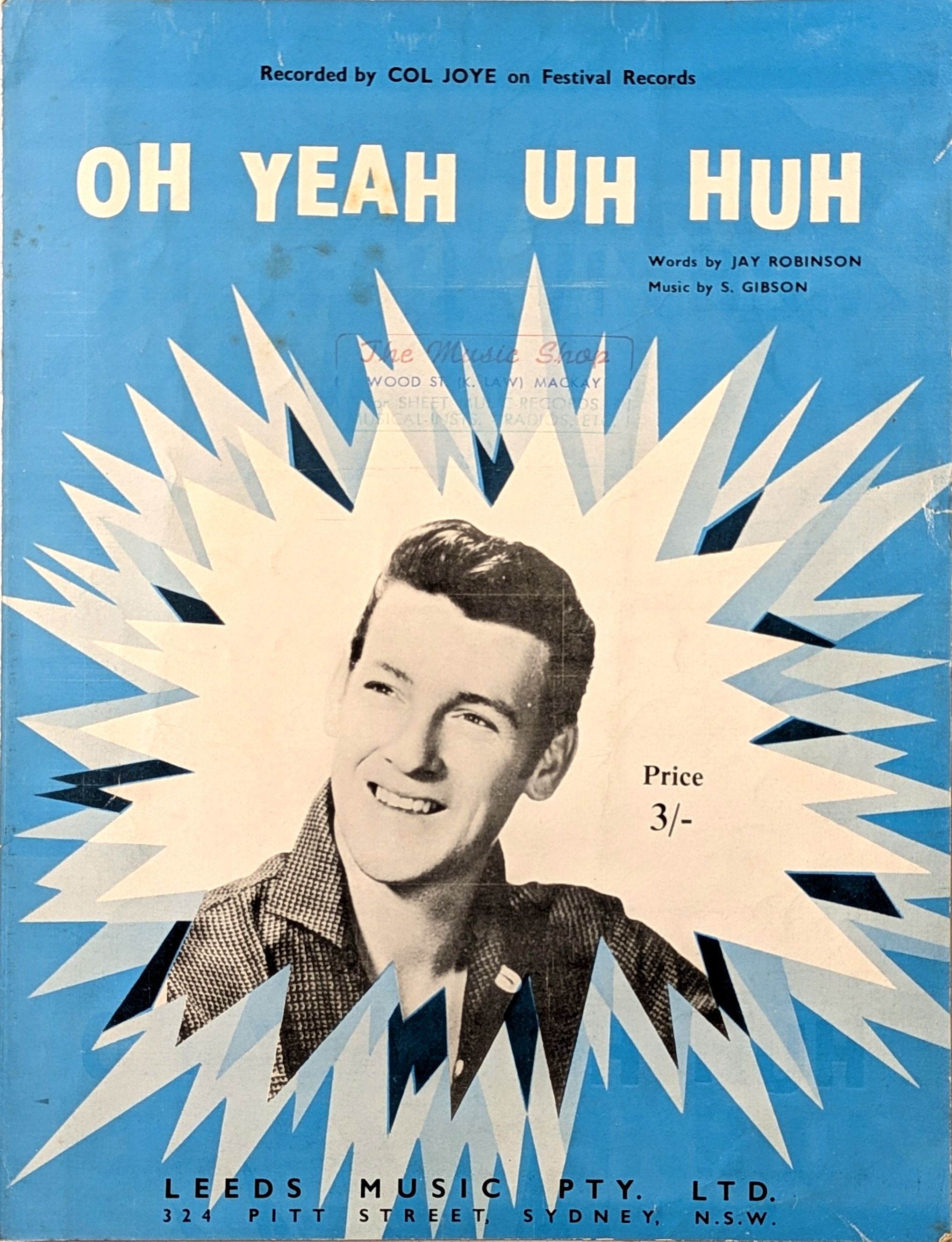 Col Joye - Oh Yeah Uh Huh 1968 Australian Sheet Music (Vintage)