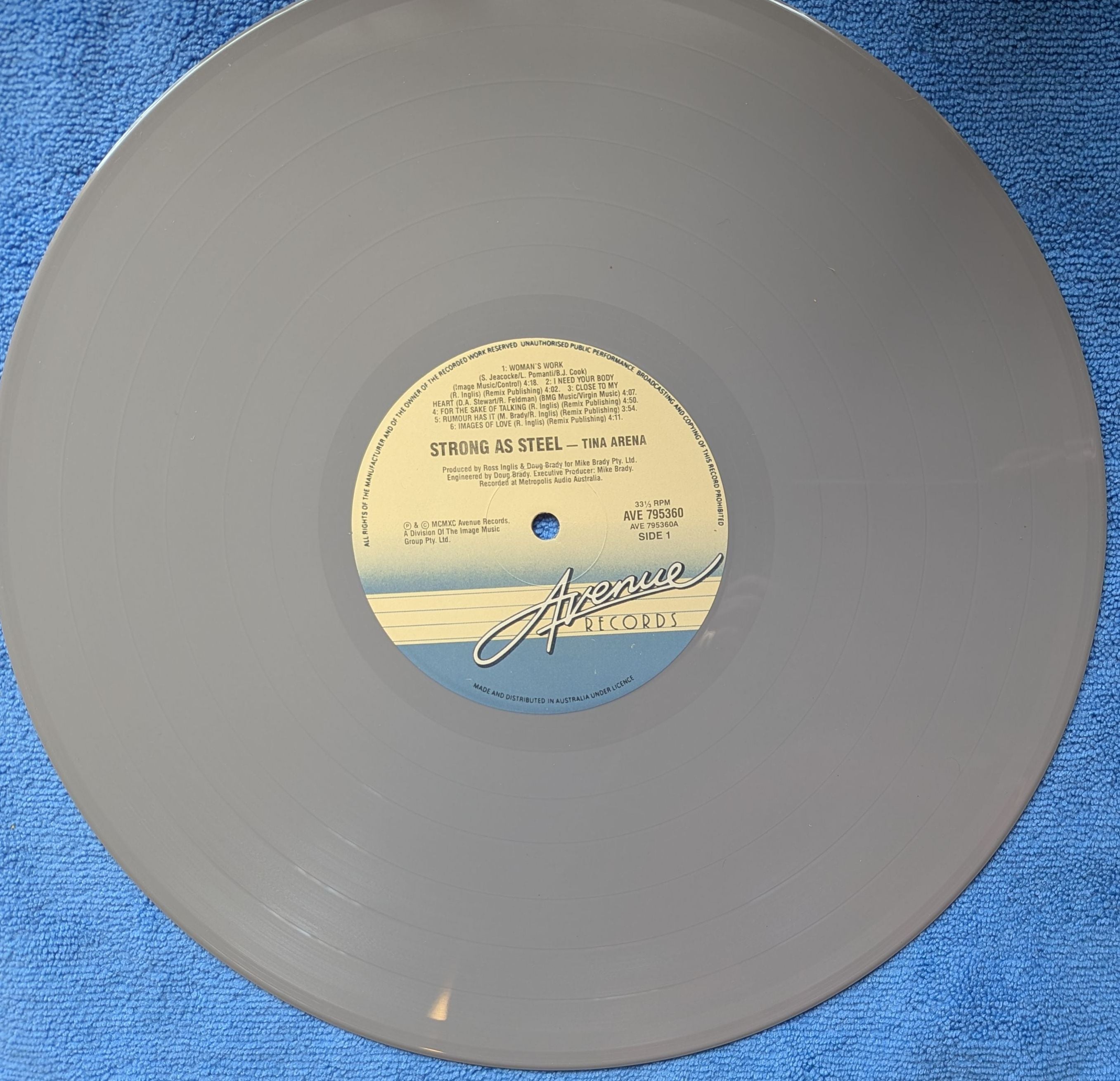 Tina Arena - Strong As Steel Autographed Silver Coloured Vinyl LP (Used)