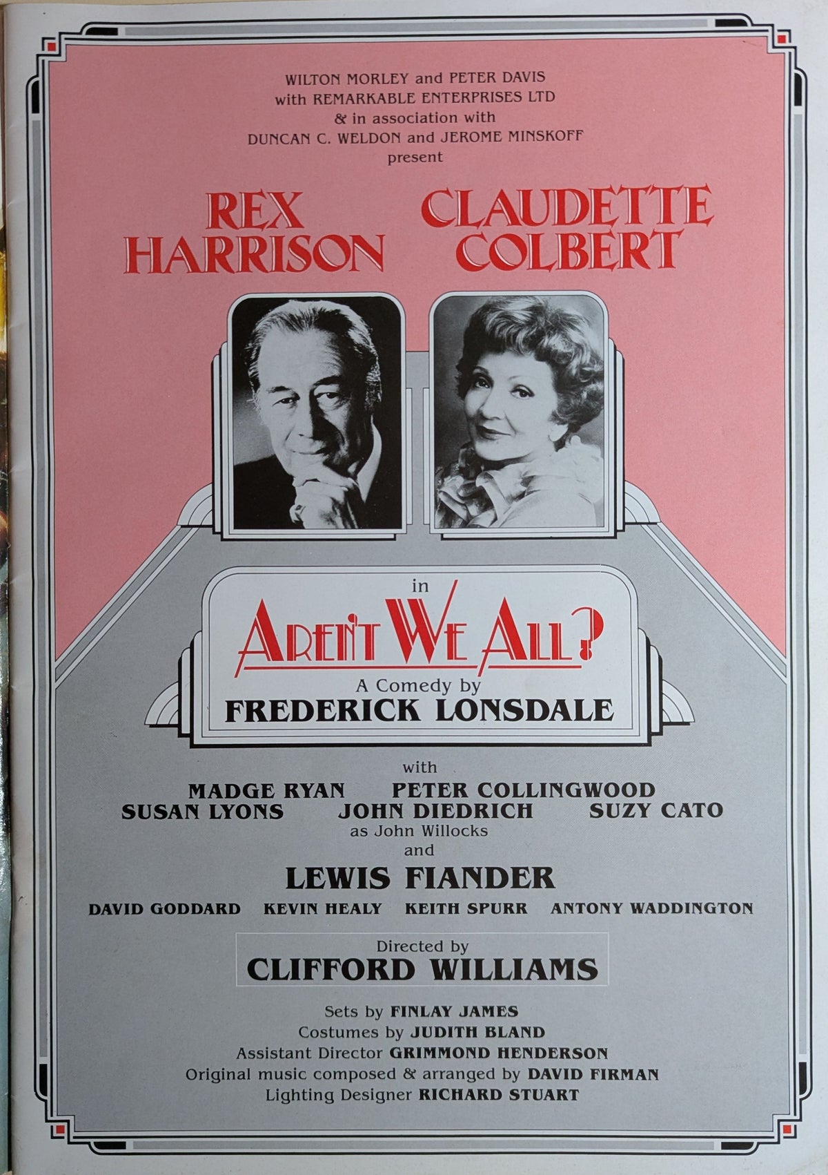 Claudet Colbert & Rex Harrison - Aren't We All?' Australian Program For The 1985 Play