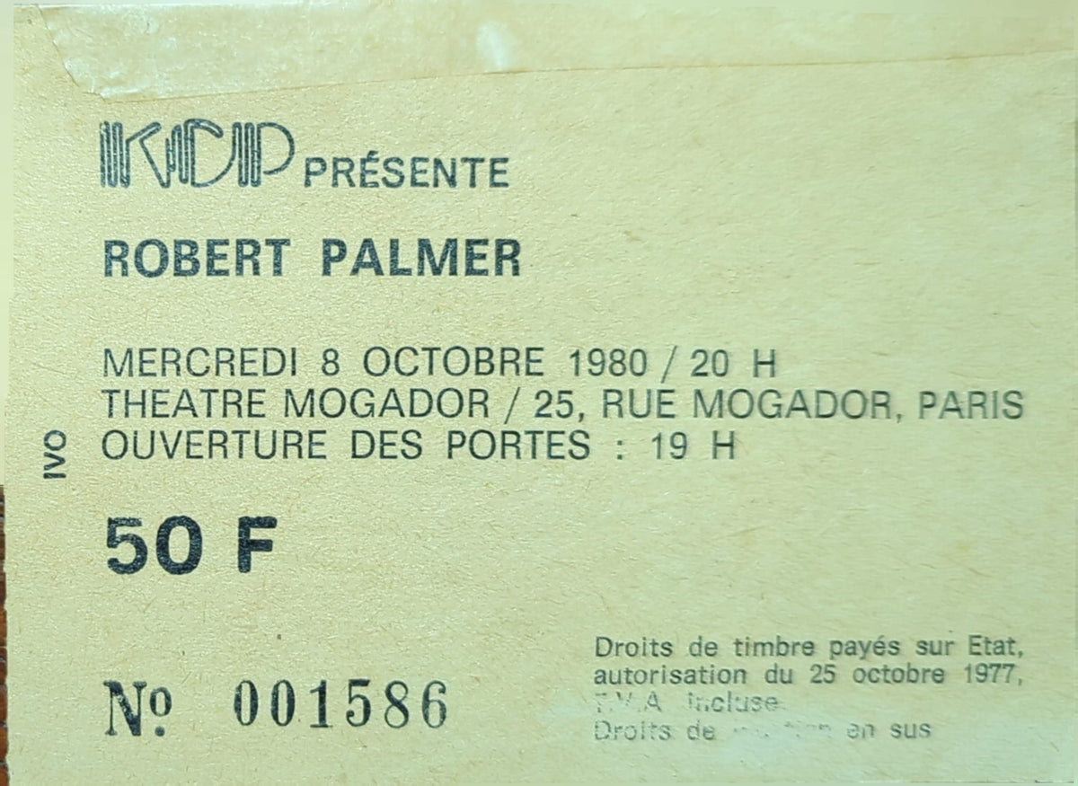 Robert Palmer - 1980 Original Vintage Concert Ticket Seat #1586