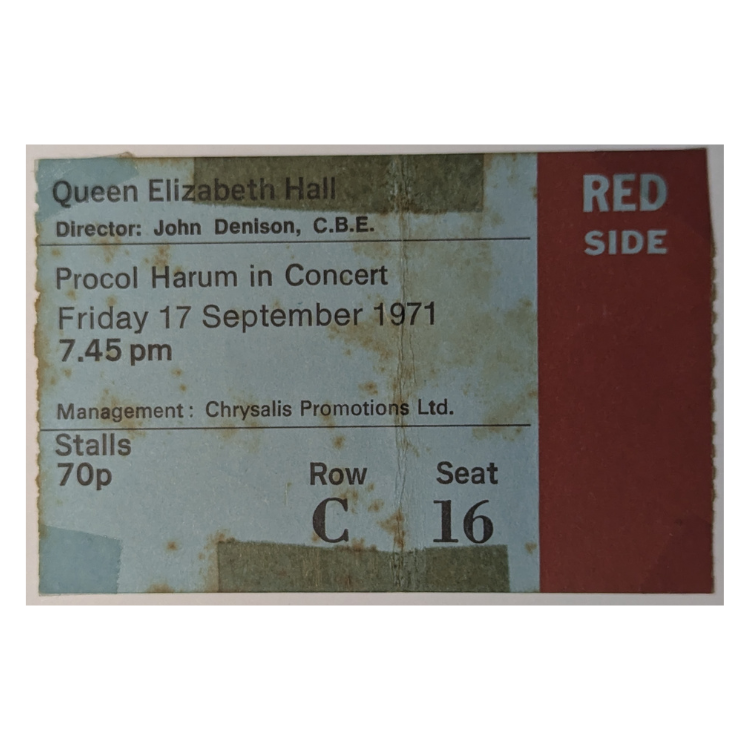 Procol Harum - 1971 Tour Original Vintage Concert Ticket