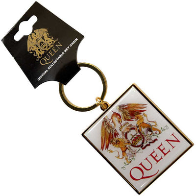 Queen - Classic Crest On White Keychain