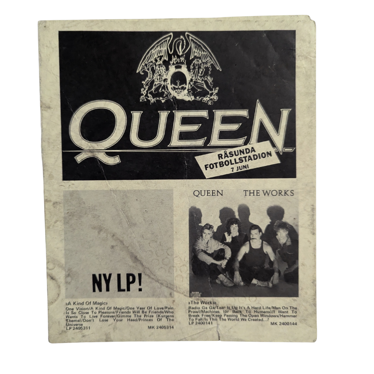 Queen – Original Swedish Concert & Album Promotion Flyer (1986)