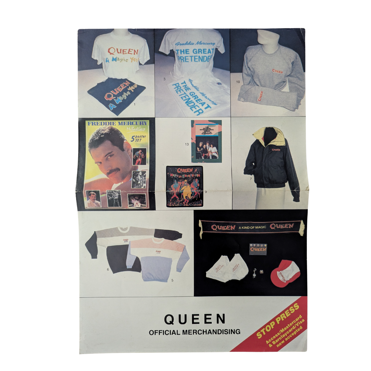 Queen - Official Merchandise Order Sheet Circa 1986