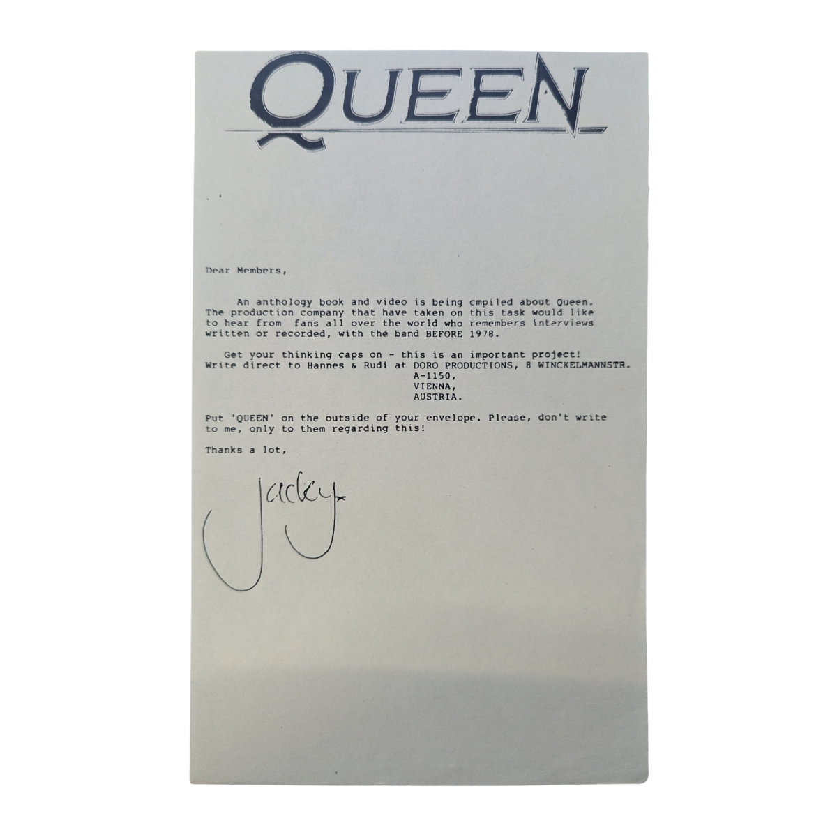 Queen - Official International Fan Club Membership Set New Member