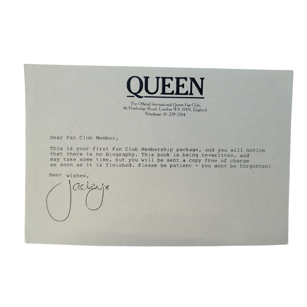 Queen - Official International Fan Club Membership Set New Member