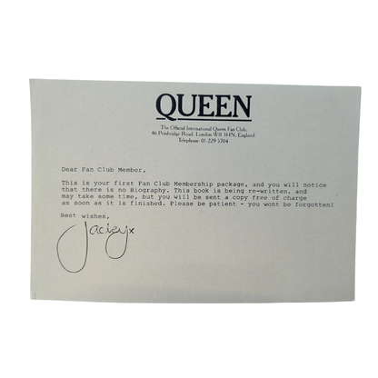 Queen - Official International Fan Club Membership Set New Member
