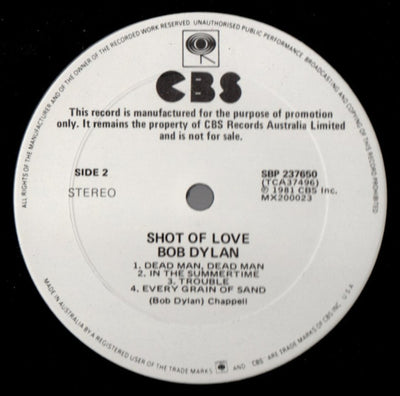 Bob Dylan - Shot Of Love Promo Vinyl LP (Used)