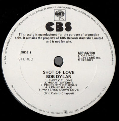 Bob Dylan - Shot Of Love Promo Vinyl LP (Used)