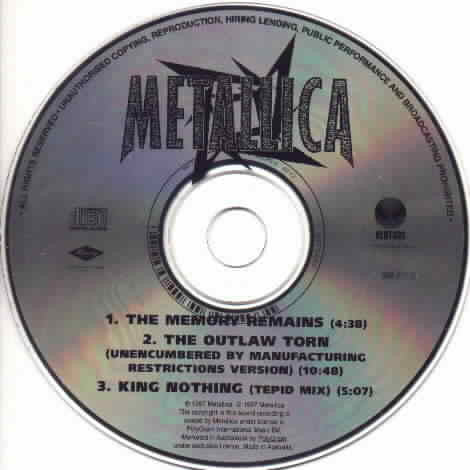 Metallica – The Memory Remains 3 Track CD Single