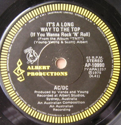 AC/DC - It's A Long Way To The Top/Can I Sit Next To You Girl 7 Inch Single Vinyl (Used)