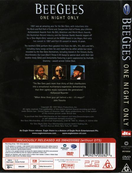 Bee Gees - One Night Only DVD