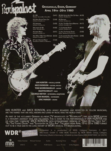 Ian Hunter Band Featuring Mick Ronson – Live At Rockpalast  1980 DVD (Used)