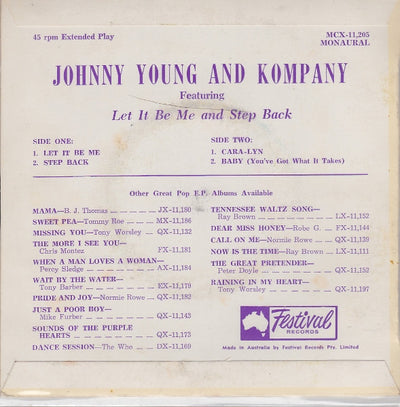 Johnny Young & Kompany - Featuring Let It Be Me And Step Back 7" Vinyl Single EP