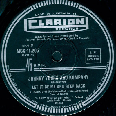Johnny Young & Kompany - Featuring Let It Be Me And Step Back 7" Vinyl Single EP
