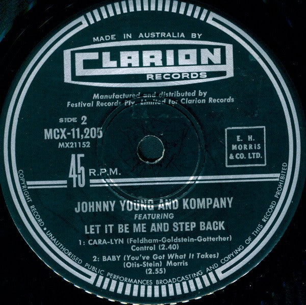 Johnny Young & Kompany - Featuring Let It Be Me And Step Back 7" Vinyl Single EP