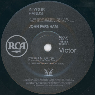 John Farnham - Chain Reaction / In Your Hands 7" Vinyl Single