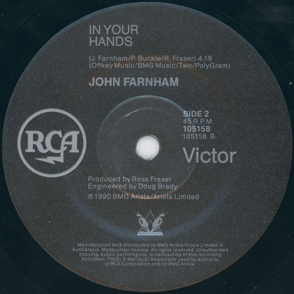 John Farnham - Chain Reaction / In Your Hands 7" Vinyl Single