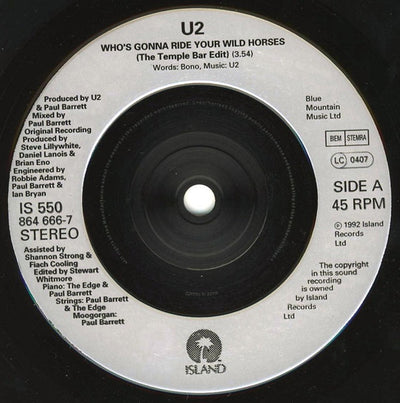 U2 - Who's Gonna Ride Your Wold Horses 7" Vinyl Single (Used)