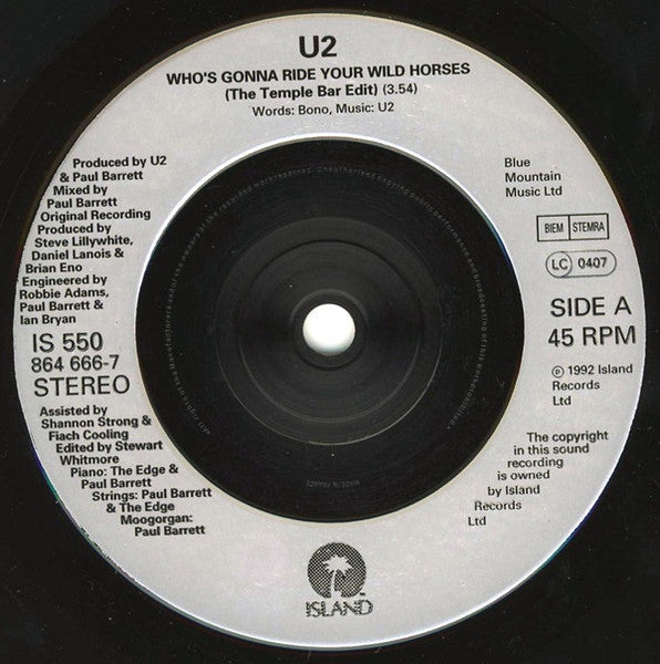 U2 - Who's Gonna Ride Your Wold Horses 7" Vinyl Single (Used)