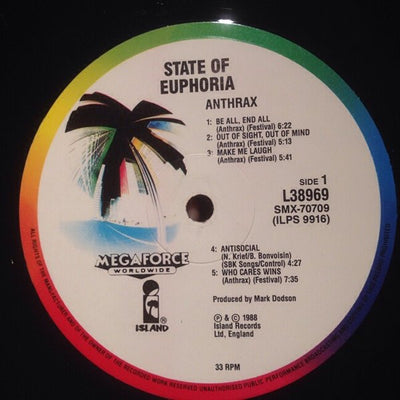 Anthrax - State Of Euphoria Vinyl LP (Used)