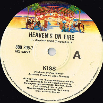 Kiss - Heaven's On Fire 7" Vinyl Single (Used)