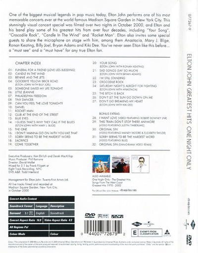 Elton John - Greatest Hits - One Night Only DVD