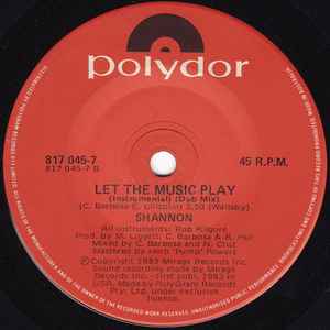 Shannon - Let The Music Play 7" Vinyl Single (Used)